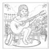 Printable balcony serenade guitar coloring page