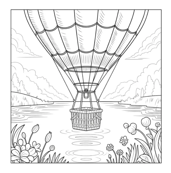 Hot Air Balloon Drawing Coloring Book - 40 Pages