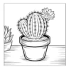 Potted cactus with a single flower.