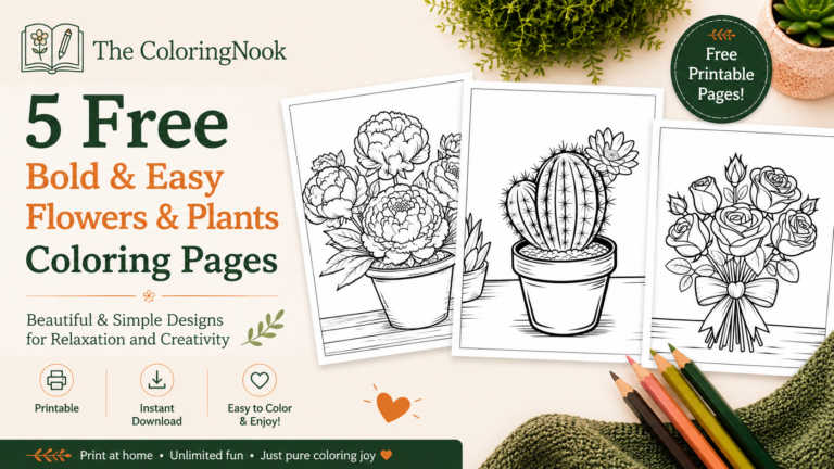 Bold and Easy Flowers and Plants Coloring Pages
