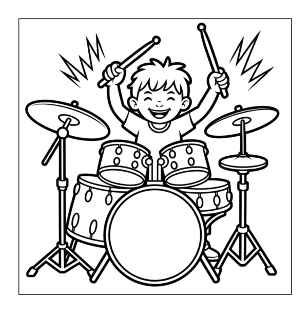 Drum Coloring Book - 40 Pages