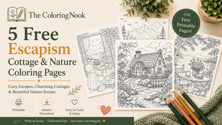 Escapism Cottage and Nature Coloring pages