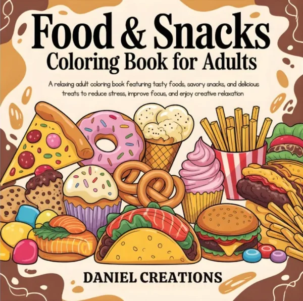 Food and Snacks Coloring Book - 40 Pages