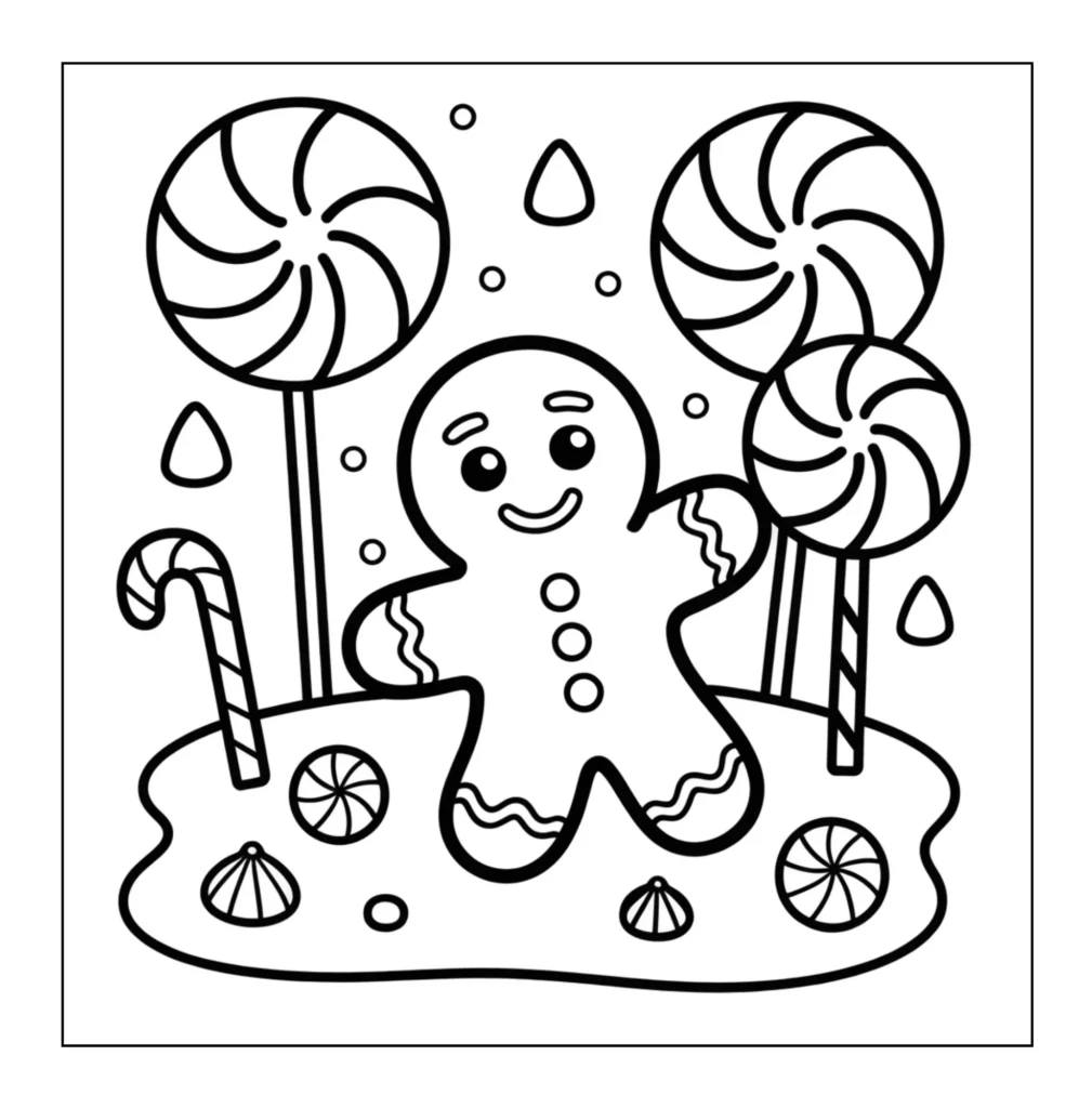Printable candy wonderland coloring page