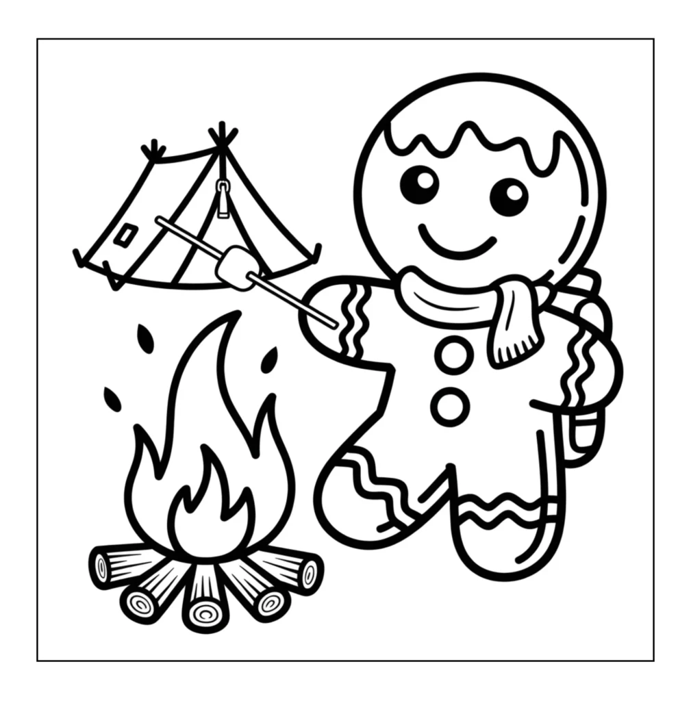 Printable cozy camping coloring page
