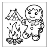 Printable campfire and tent coloring page