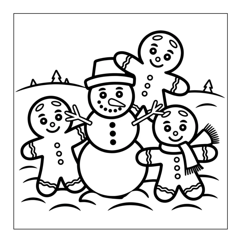 Printable winter friends coloring page