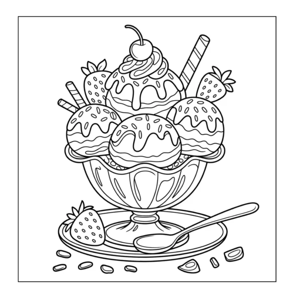 Printable sweet sundae coloring page