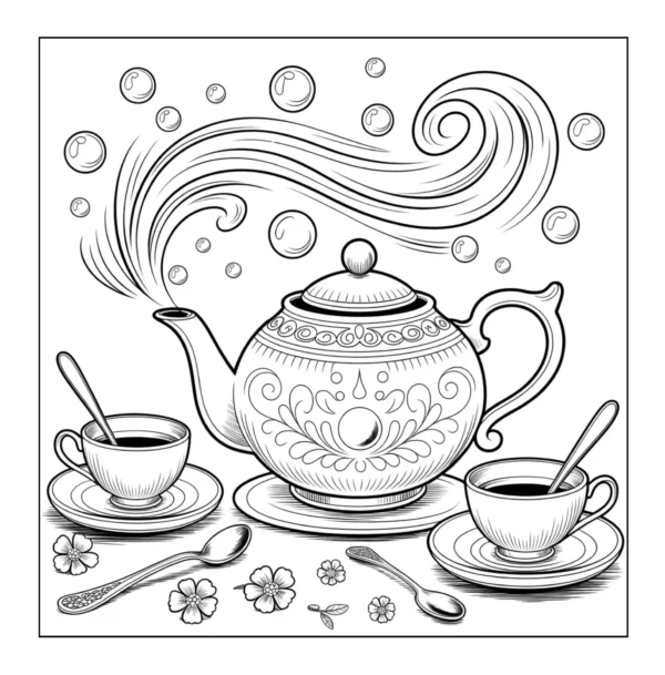 Tea Party Coloring Book - 40 Pages