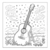Printable night music guitar coloring page