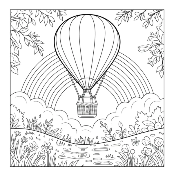 Hot Air Balloon Drawing Coloring Book