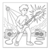 Printable rock star guitarist coloring page