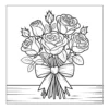 Bouquet of roses tied with ribbon.