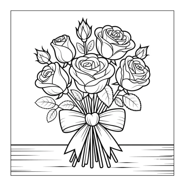 Bouquet of roses tied with ribbon.