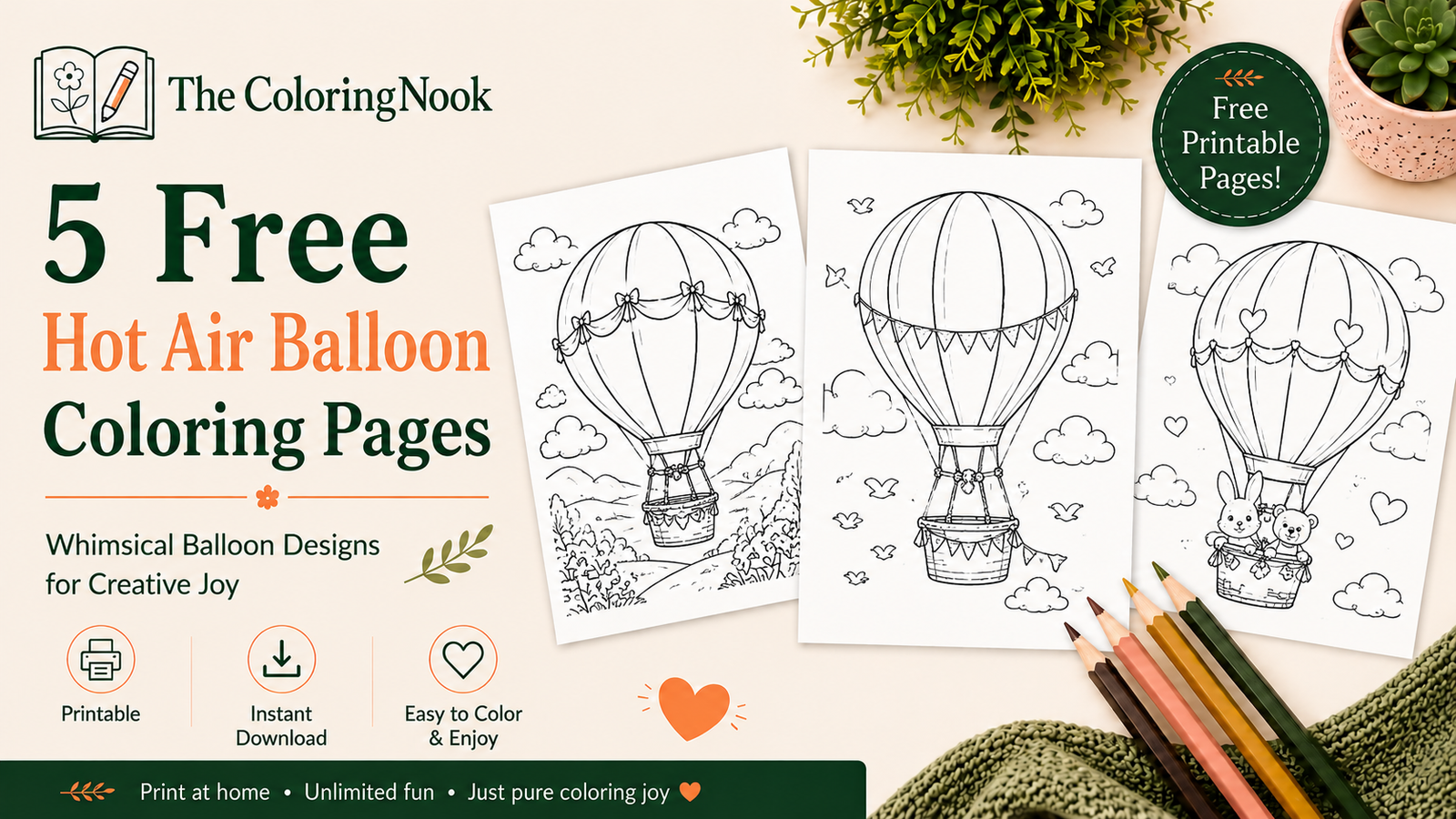 Hot Air Balloon Drawing Coloring Pages