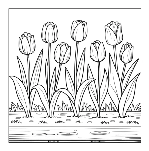 Tulips growing in a flower bed.