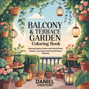 Balcony and Terrace Garden Coloring Book - 40 Pages