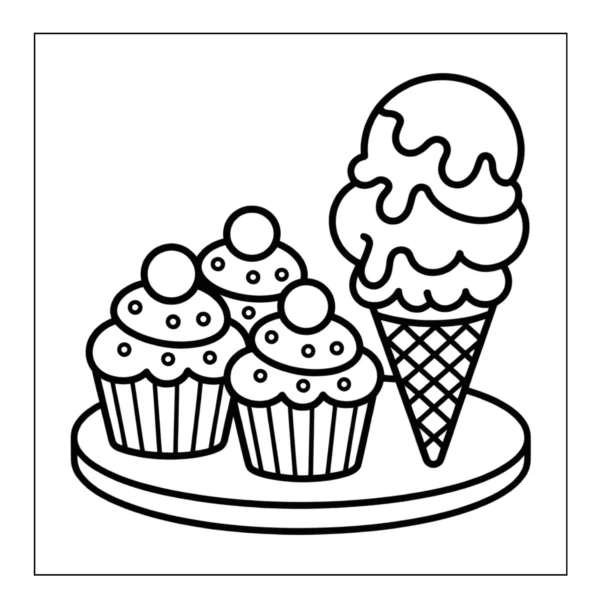 Printable ice cream coloring page