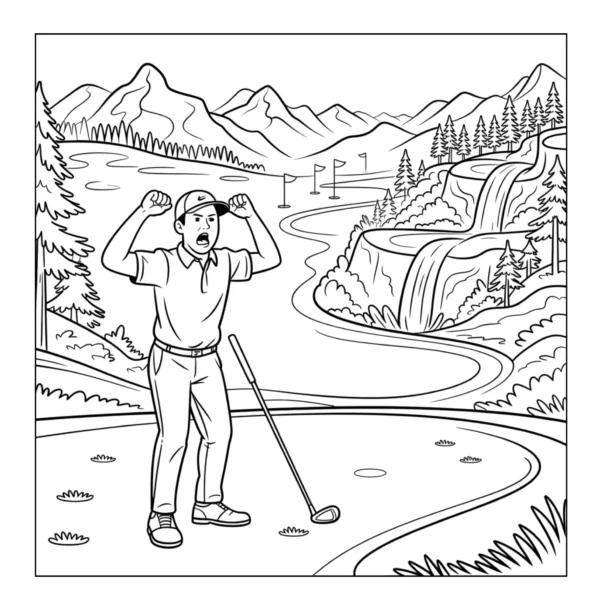 Angry Golfer Scene Golf Coloring Book - 40 Pages