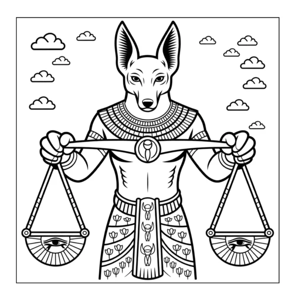 Anubis Holding Scales God Anubis holding a balance scale.