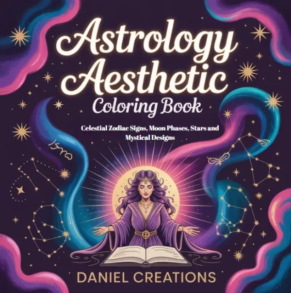 Astrology Aesthetic Coloring Astrology Coloring Book cover — 40 printable pages
