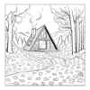 Cabin in woods with leafy path
