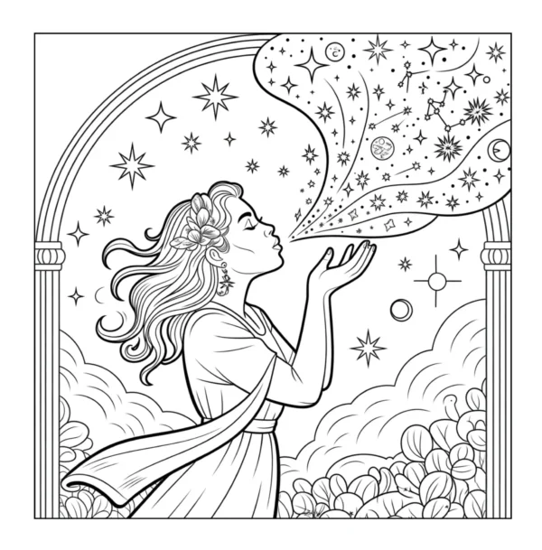 Blowing Stardust Woman blowing a stream of stars