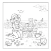 Girl building sandcastle on beach.