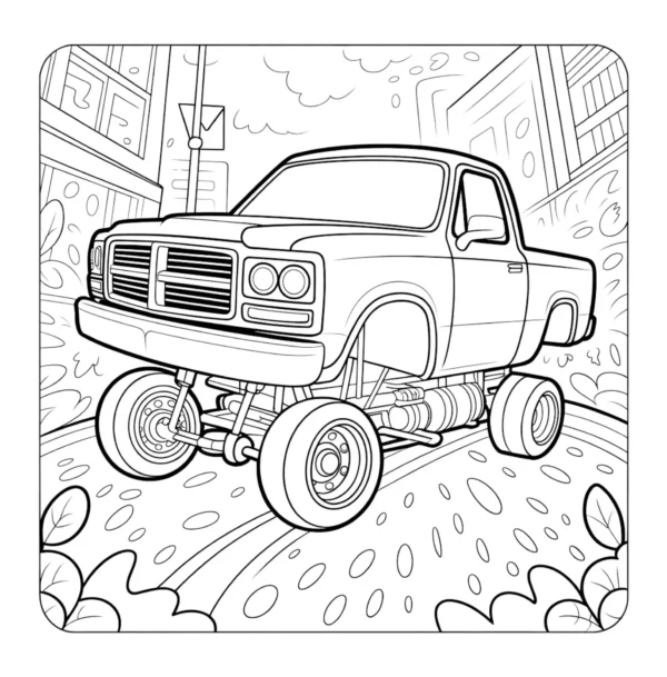 City Monster Truck Insane Trucks Coloring Book - 40 Pages