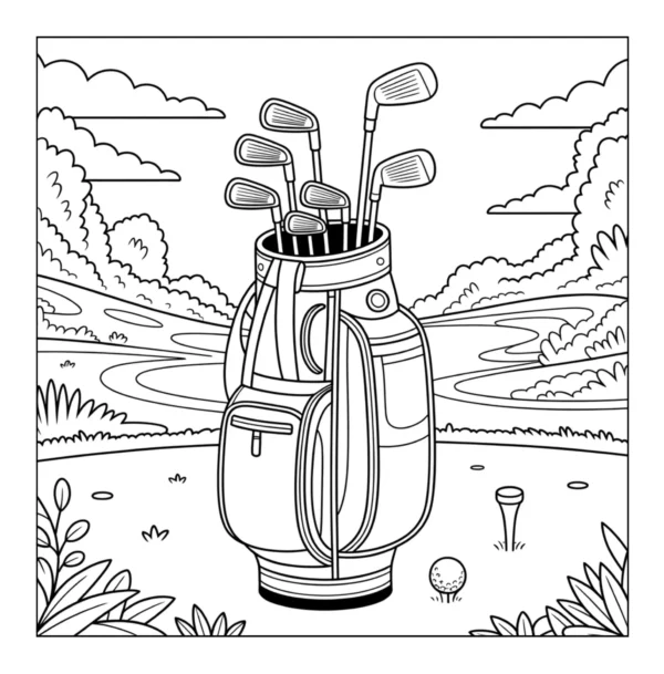 Classic Golf Bag Golf Coloring Book - 40 Pages