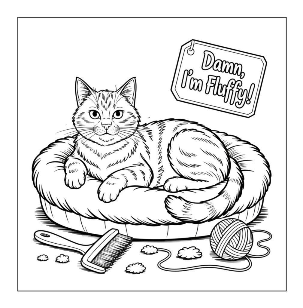 Fluffy cat resting in pet bed