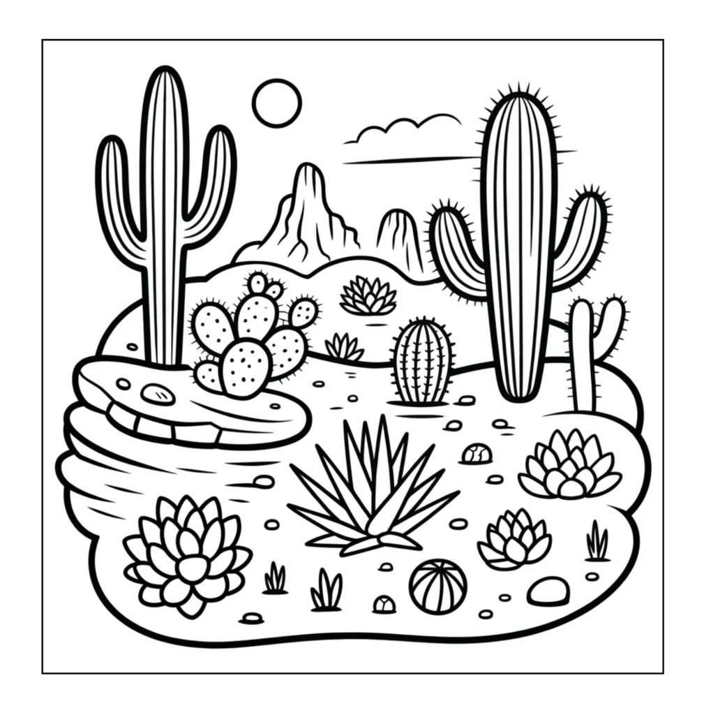Cacti and succulents in a desert