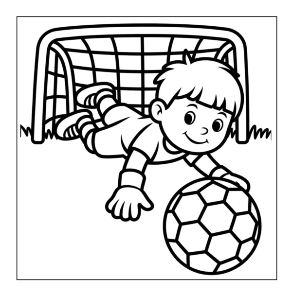 Diving Goalkeeper Soccer Ball Coloring Book - 40 Pages