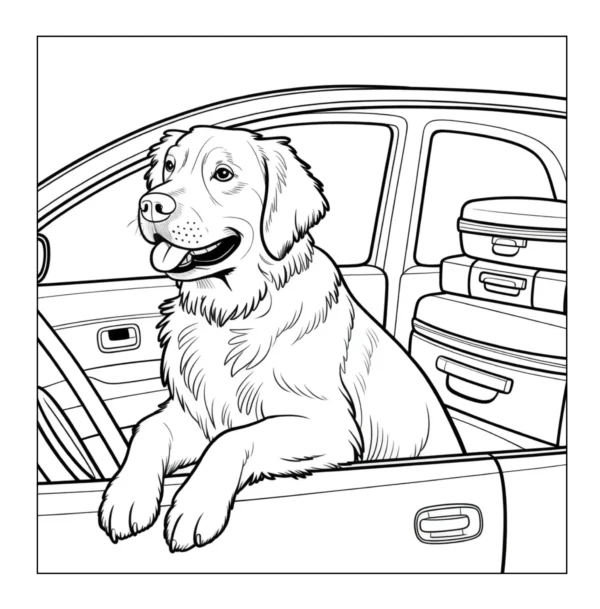 Dogs in Cars Coloring Book - 40 Pages