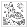 Bunny pushing wheelbarrow of eggs