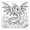 Floral Dragon Cloud Large dragon flying above the clouds.