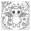 Cute monster walking in the forest.