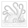 Giant octopus attacking a small ship.