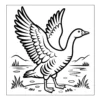 Goose flapping wings by the lake