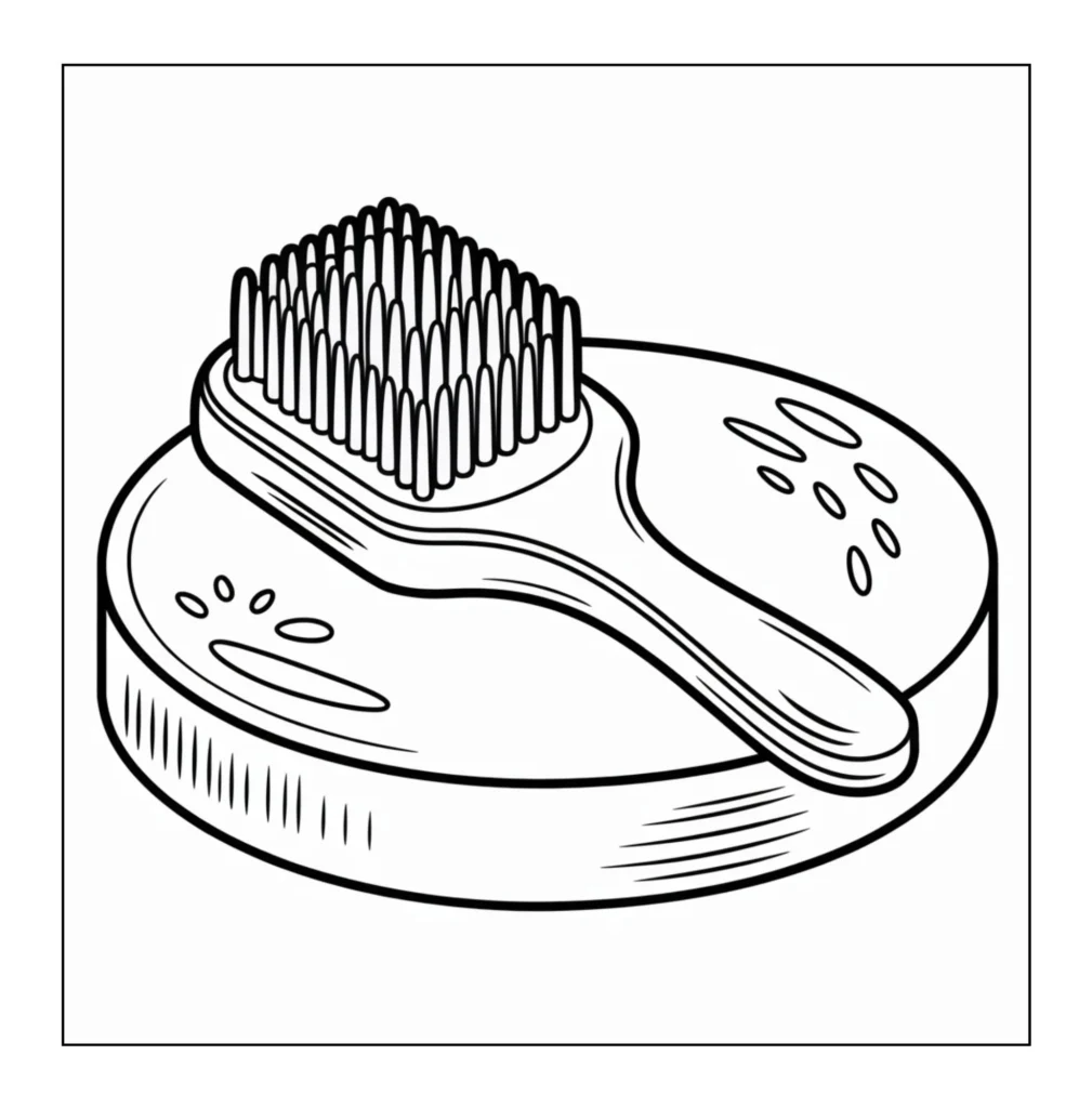 Hairbrush resting on a powder compact.