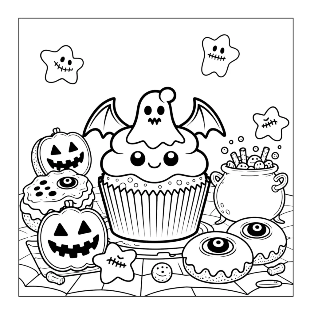 Spooky Halloween cupcake with a ghost
