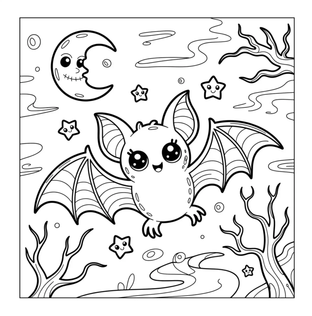 Happy bat flying in the sky
