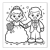 Happy Newlywed Couple Bride and groom holding hands happily.