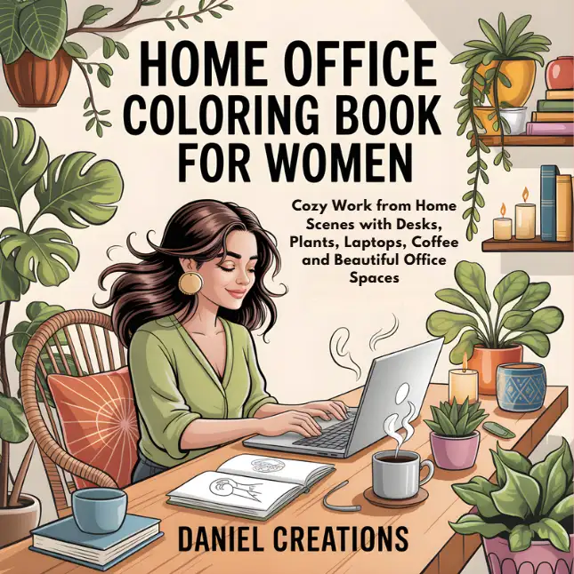 Home Office Coloring Book for Women cover — 40 printable pages