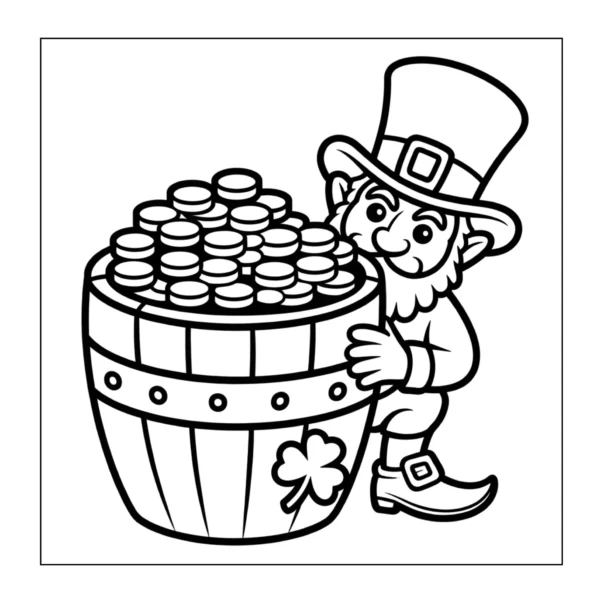 Hugging Coin Barrel St Patrick's Day Coloring Book - 40 Pages