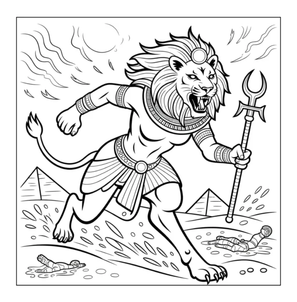 Lion Warrior God Lion warrior running with a spear.