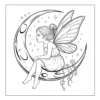 Fairy sitting on a crescent moon.