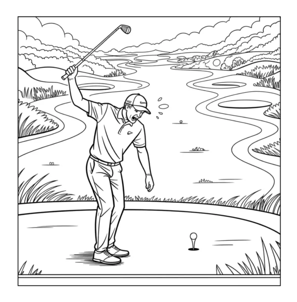 Missed Golf Putt Golf Coloring Book - 40 Pages