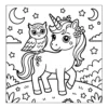 Owl And Unicorn Cute owl resting on a unicorn.