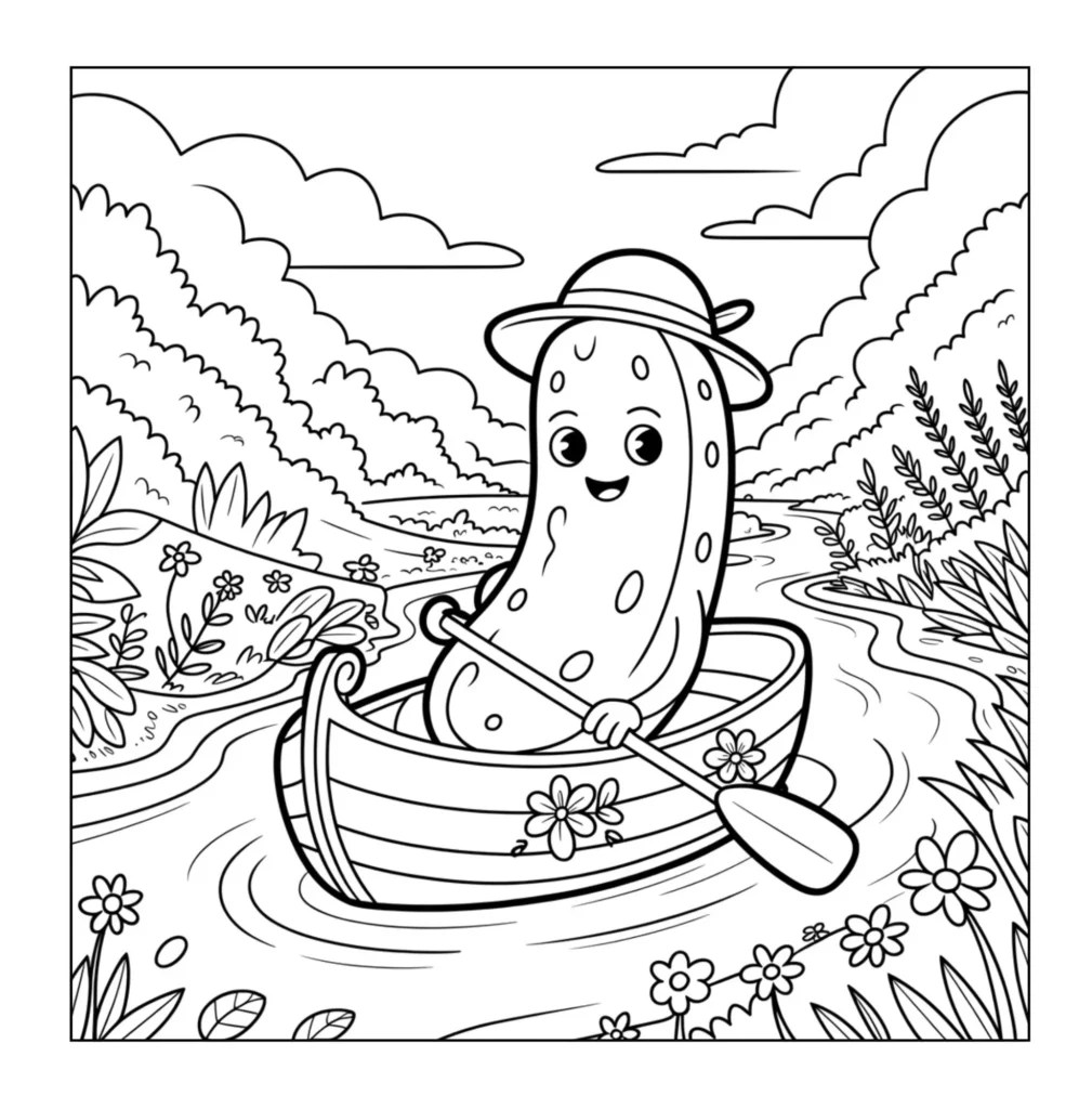 Happy pickle rowing a small boat